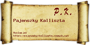 Pajenszky Kalliszta névjegykártya